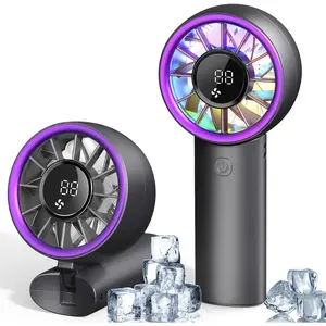 Portable Handheld Turbo Fan, 5200mAh High Speed Rechargeable Personal Hand Fan, Portable Mini Fans with - Tech & Night Light, 3 IN 1 Pocket Fans Travel Fann for Outdoor/Indoor Activities