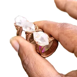 Herkimer Quartz Solid Copper Artisan Boho Style Hand Crafted Ring from Liveartstudios Handmade Gemstone Jewelry