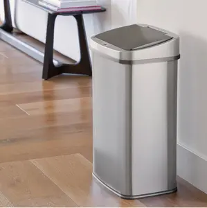 13.2 Gallon Stainless Steel Motion Sensor Trash Can, Black/Copper/Gray