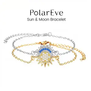 [Valentine’s Day Gift] PolarEve Sun and Moon Bracelet Set, Stackable Bracelets for Women and Men, Trendy Fashion Jewelry for Daily Wear and Parties, Couple Matching Bracelets and Friendship Bracelets