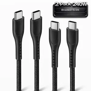 2-Pack XEVIO 240W 6.5FT USB-C to USB-C Fast Charger Cable for iPad, iPhone 17/16/15 Pro Max, Samsung Z Flip/S25/S24