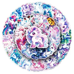 100 pcs two sets of duplicate laser unicorn rainbow horse cute cartoon stickers suitcase laptop computer creative stickers Diy Sticker