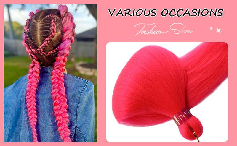 Hot Pink Braiding Hair Pre Stretched 2 Packs Box Braids Hair Extensions 26 Inches Synthetic Pre Stretched Braiding Hair