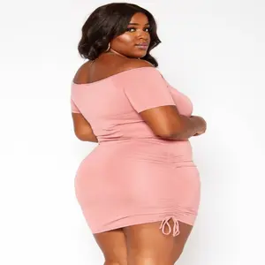 Bellatrix Plus Size Women's Solid Off Shoulder Bodycon Spring/summer dress