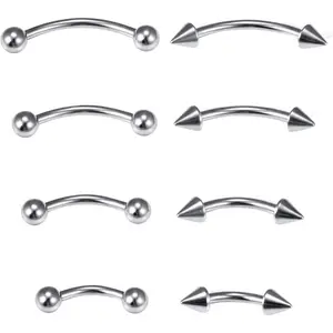 Eyebrow Piercing  Surgical Steel Curved Barbell Tiny Eyebrow Ring Vertical Labret Lip  Ear Rook Navel Small Belly Button Ring for Women Men 20g 16g 6mm/8mm/10mm/12mm