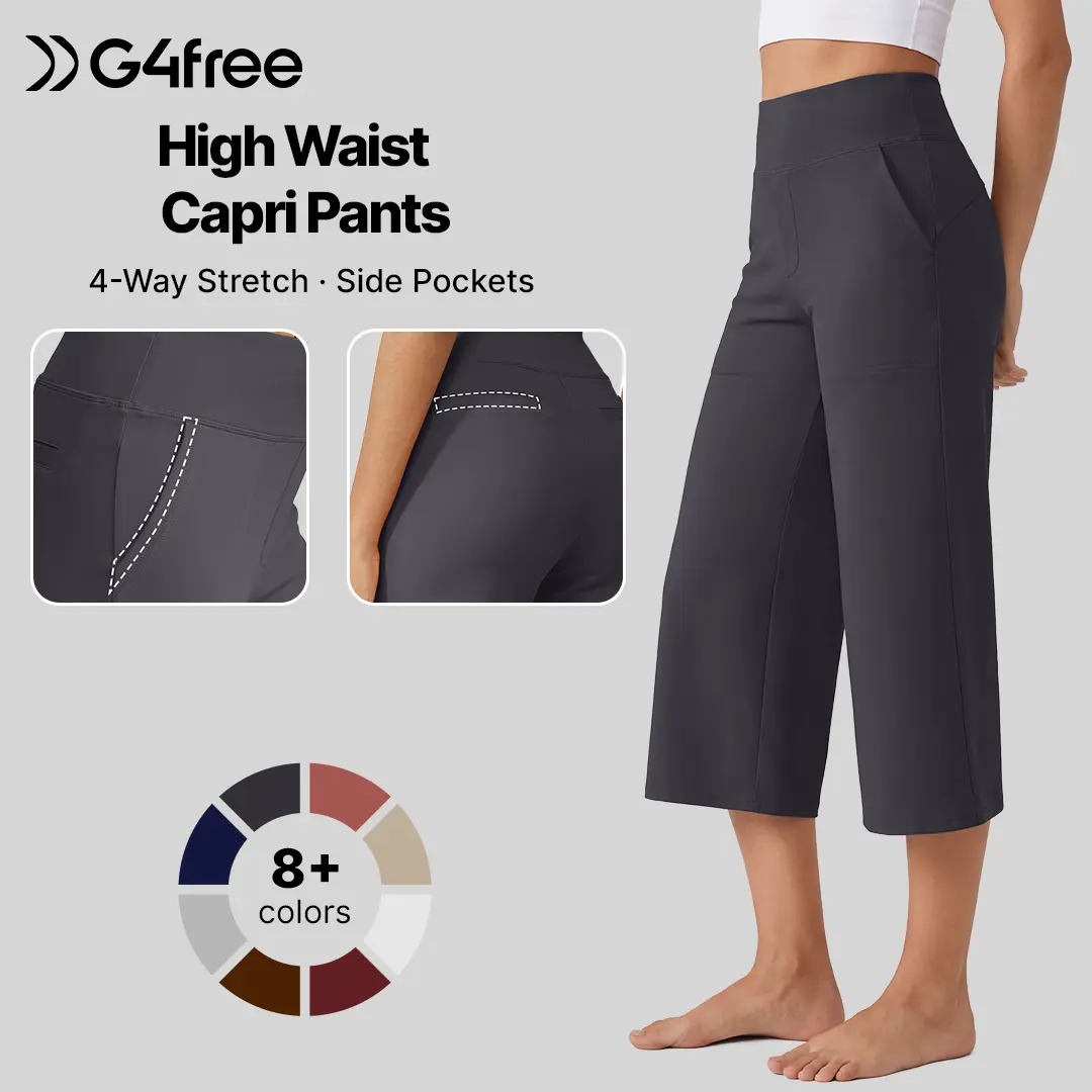 G4Free Womens Wide Leg Cropped Capri Pants Pocket Yoga Leggings Lightweight Summer Casual Daily Outfit EverGoing 2026, Women's Clothes, Gym,#sohochic