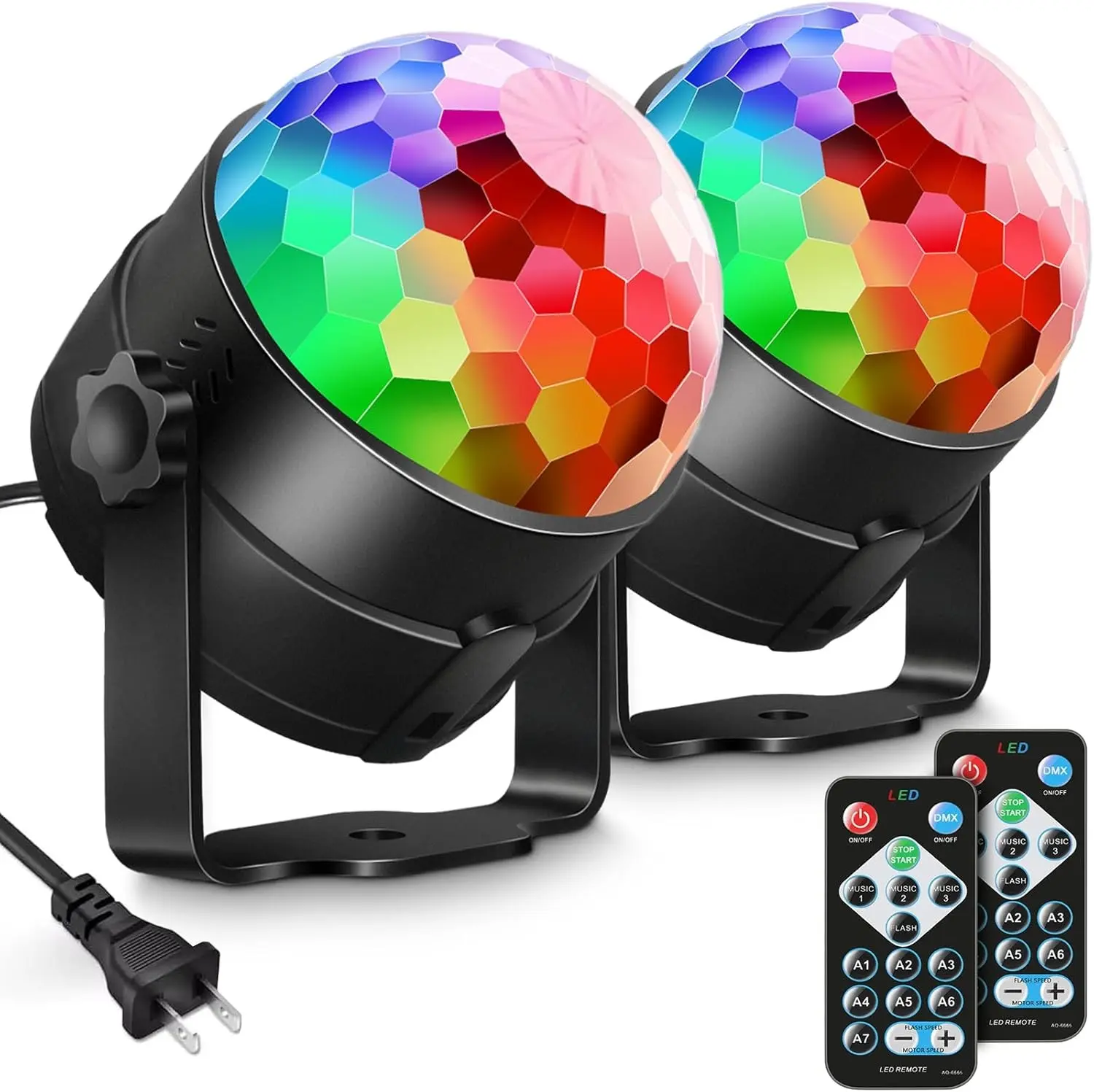 Luditek 2-Pack Sound Activated Party Lights with Remote Control, Disco Ball Light, DJ Strobe Lamp for Home Room Dance Party Supplies White Elephant Gifts Birthday Christmas Halloween Party Decorations