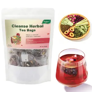 Gut Cleanse Herbal Tea - Flor de Jamaica, Stevia, Hibiscus, Nettle Leaf, 9 Natural Herbs Beverage, Caffeine-Free Non-GMO 90g