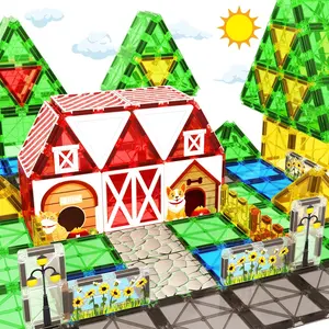 Magnetic Farm Animal Garden Toddler Toys - Educational Montessori Magnet Building Blocks for Kids Ages 3-8