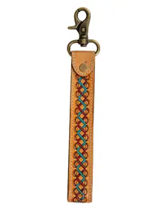 Southwest Braid Hand-Tooled Strap Key Fob
