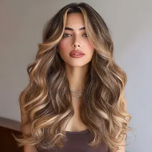 SMILCO/26 Inches Ombre Brown Ash Blonde Synthetic Wig/SM1624