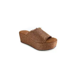 Wren Cognac Raffia Platform Slide