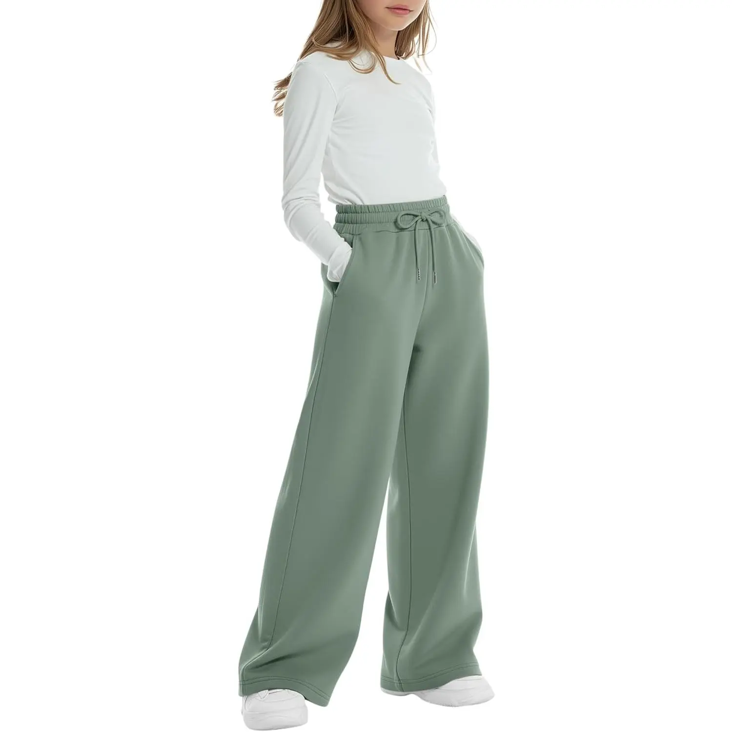 Girls Wide-Leg Drawstring Sweatpants - Baggy Fit, Loose-Fitting Youth Casual Bottoms for 5-16 Years