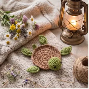 Handmade Crochet Turtle Coaster - Absorbent Camping & Hiking Picnic Cup Mat, Home Decor Gift; Infrared Digital Night Vision Binoculars