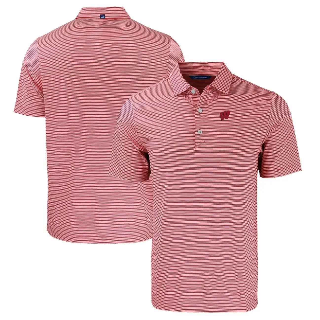 Wisconsin Badgers Cutter & Buck Forge Eco Double Stripe Stretch Recycled Polo - Red
