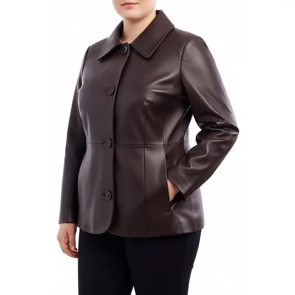 Anne Klein Women's Short PLUS Size Genuine Leather Jacket