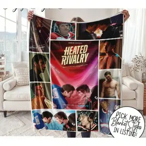Soft Flannel Blanket With "Rivalry Hollanov Couple" Writing, Romantic Blanket "Enemies To Lovers", Sports Blanket01
