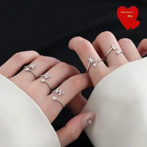 1 Piece Letter rings, Adjustable size, Initial rings for female, Daily wear,couple rings,Non-allergenic material,Mother's Day Gifts Jewelry