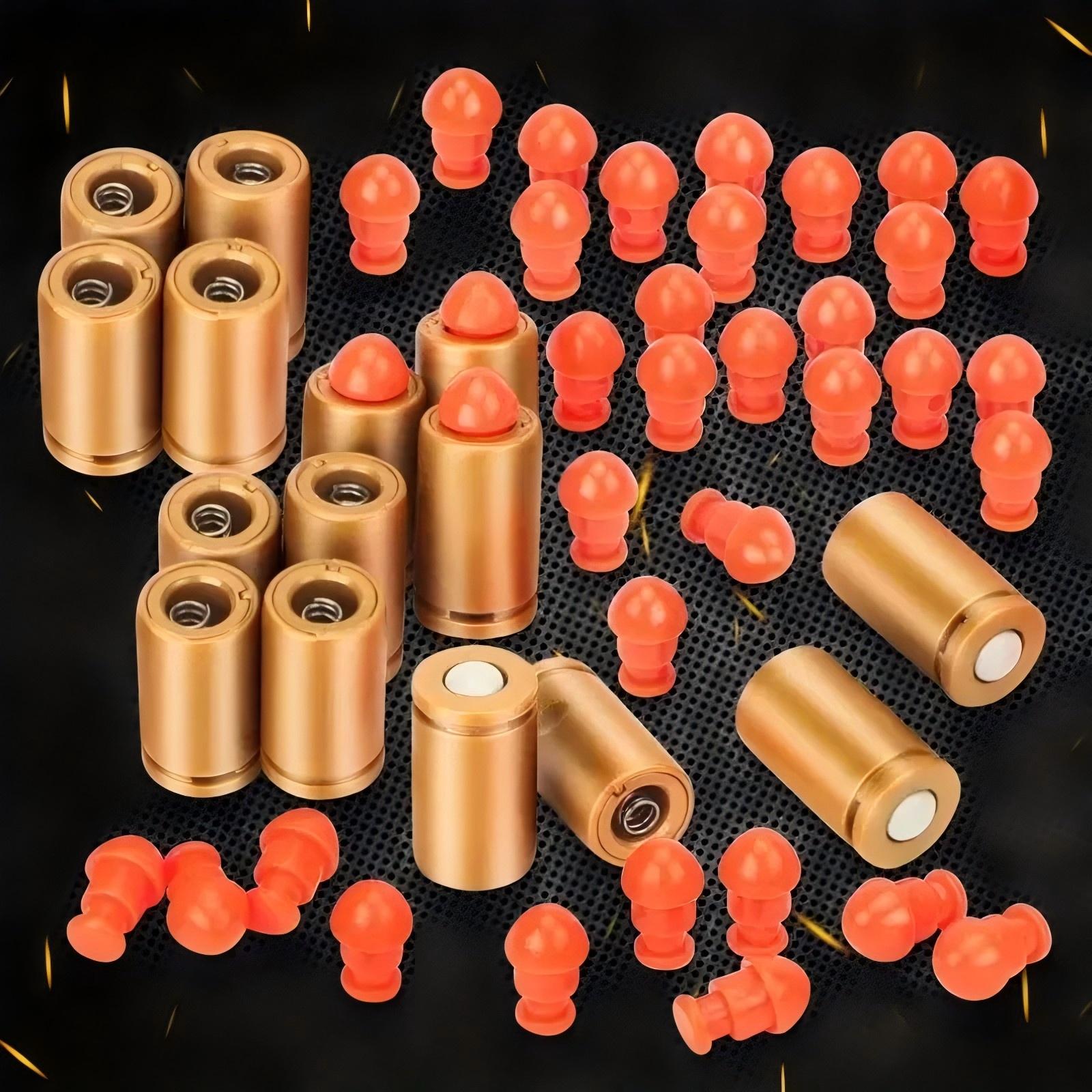 Toy bullet set, durable and safe toy set, gift for toy pistol lovers-quick filling design, reusable-shooting game accessories, including 12 plastic casings and 100 bullets.Designated toy gun,Give 2 stickers at random.