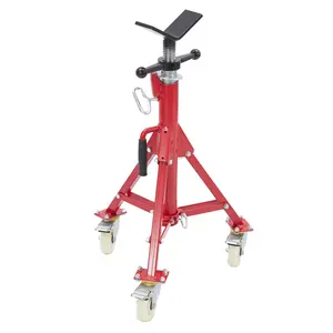 GARVEE Heavy Duty Adjustable V-Head Pipe Jack Stand with Casters, 28-52 Inch Height, 2500 lb Capacity, Foldable & Portable, Corrosion-Resistant for Versatile Applications in Construction and Maintenance