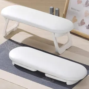 Foldable PU Leather Nail Hand Rest For Manicure, with Soft Nail Mat for Table, Soft Hand Rest for Acrylic Nails Nail Hand Pillow for Manicure Salon Use-white