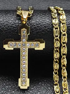 Men's Religious Cross Pendant Necklace, Stainless Steel Jewelry for Party, Daily Clothing Decor, Trendy All-match & Exquisite Jewelry for Birthday Gift