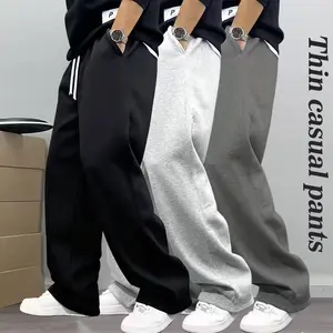 Men's Casual Jogger Pants - Elastic waistband with drawstring design, side pockets, all-season athletic style pants, comfortable fabric, durable material suitable for sports, workouts, and outdoor activities jin grey sweatpants
