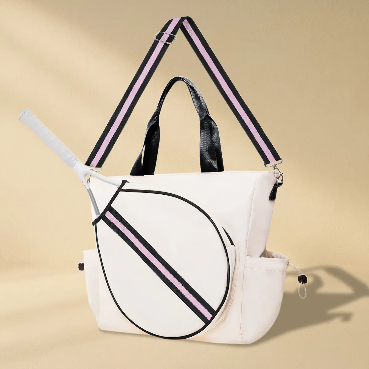 Tennis Bag - Convertible Tote Shoulder Racket Bag - Black Pink