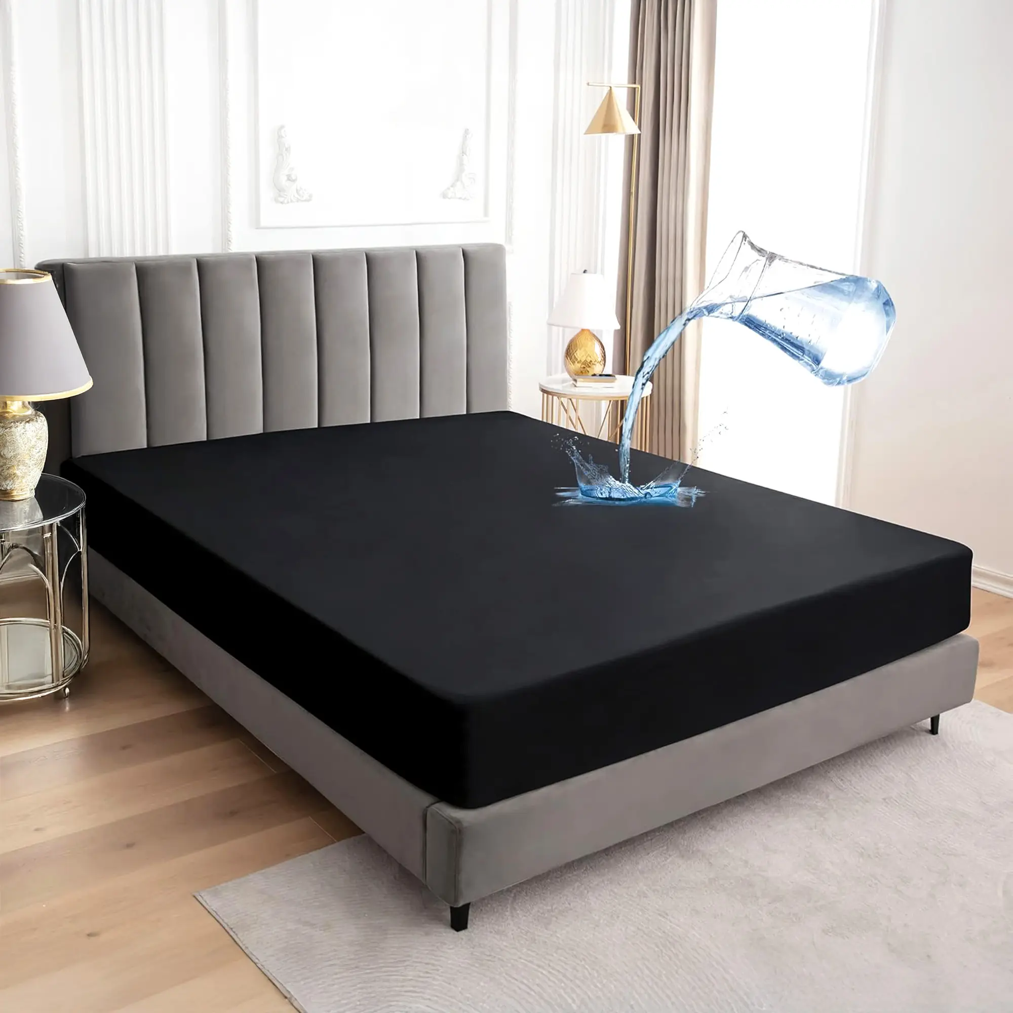 Raybee Mattress Protector,Waterproof 18" Deep Pocket Mattress Cover Fitted Sheet Style with Elastic Rubber Band,Washable and Easy Care,Queen [Black Friday]
