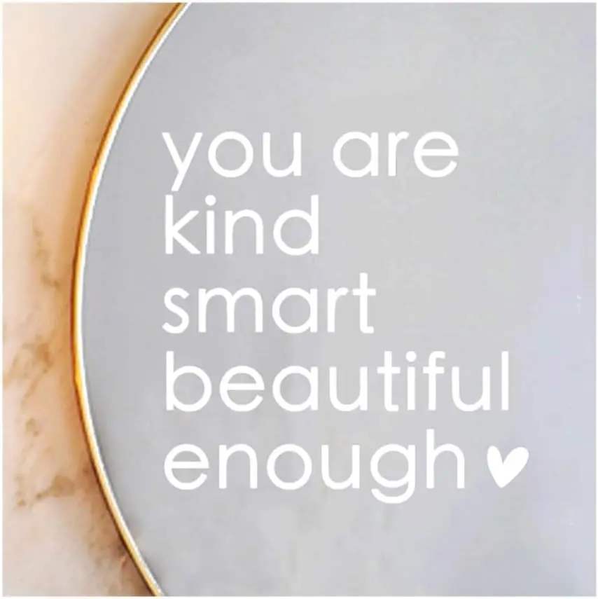 2 x Self Affirmations Mirror Decal, Daily Affirmation, Self Confidence, Bathroom Decal, Entryway Decor, Mirror Vinyl Sticker, Salon Mirror Sticker, Positive Vinyl, Set of 2 (White)