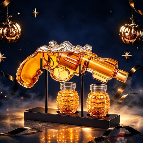 Kollea Military Style Whiskey Bottle with Luxury Gift Box&Shot Glass,Halloween Party&Bar Party Drink Container & Man Cave Decor,Decanter Set Gifts for Men and Women,Funny Presents for Retirement,Birthday & Anniversary,Glass Art,Home Decor,soho chic giftid