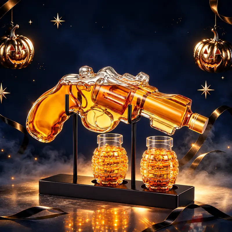 Kollea Military Style Whiskey Bottle with Luxury Gift Box&Shot Glass,Halloween Party&Bar Party Drink Container & Man Cave Decor,Decanter Set Gifts for Men and Women,Funny Presents for Retirement,Birthday & Anniversary,Glass Art,Home Decor,soho chic giftid