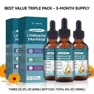 3 x Totaria Liposomal Lymphatic Drainage Drops - 11 In 1 Organic Supplement with Burdock Root Echinacea Elderberry Calendula Cleavers Herb Dandelion Supports Lymphatic Health 2 FL.OZ Healthcare Natural