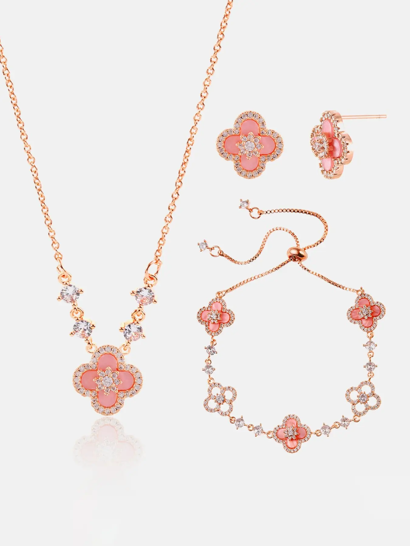 Lucky Four-Leaf Clover Copper Bracelet Set, Fashionable Christmas Mother's Day Gift, Ideal for Girlfriend Bestie Women, Trendy Jewelry Set, Bracelet Combination Set, Bracelet Jewelry Sets