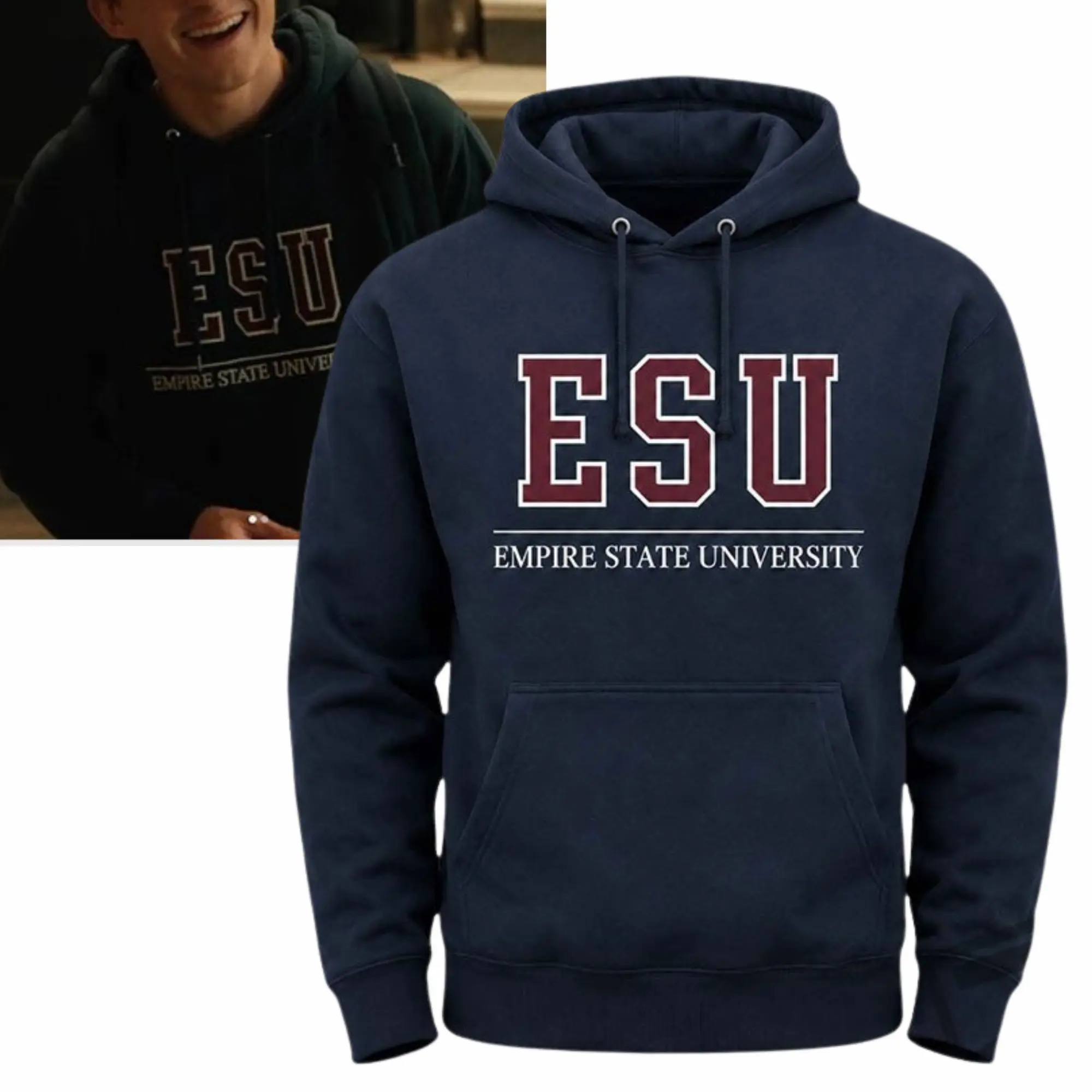 ESU Empire State University Hoodie, Brand New Day Inspired Sweatshirt, NYC College Graphic Hoodie, Unisex Pullover Casual Fabric Everyday Fit