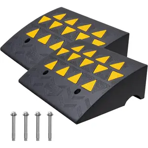 VEVOR Rubber Curb Ramp 2 Pack, 4.3 Rise Height Heavy - Duty 33069 lbs/15 T Capacity Threshold Ramps, Driveway Ramps with Stable Grid Structure for Cars, Wheelchairs, Bikes, MotorcyclesVEVOR Super Brand Day