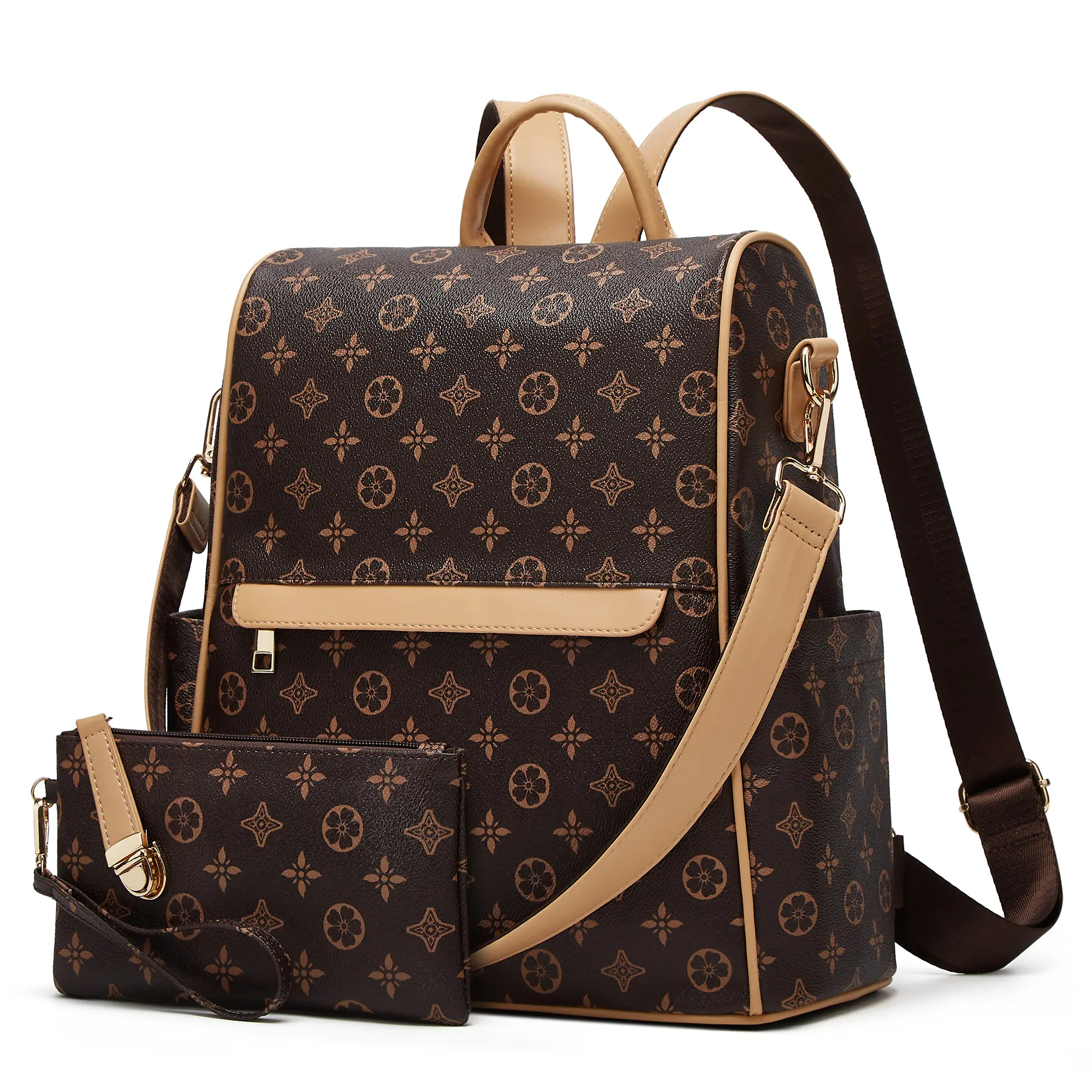 Backpack Purse for Women PU Leather Zipper Closure Shoulder Bag, Fashion Designer Daily Work & School Backpack with Laptop Compartment for Teachers, Travel Use, Daily Work Backpack