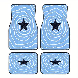 Pack of 4, Star Pattern Car Rubber Floor Mats, Universal Non-Slip Carpet, Easy Cleaning, Pet Friendly Interior Accessories for Front and Front Seats, Car Interior Accessory, Truck Floor Mats