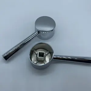 Polished Aluminum Bathroom Faucet Handle with Installation Hardware - Durable Metal, Pipe & Drain Compatible