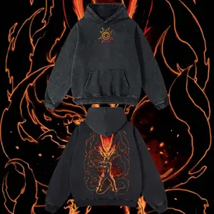 AnimeClothing Limited NarutoxKurama - NarutoShippuden anime Hoodie Tshirt Acid Washed Heavyweight Cotton Tshirt, 100% Cotton retro Washed anime t-shirt, vintage streetwear tee, Y2K graphic top