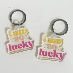 Badass Women Support Acrylic Keychain - "I Am So Lucky" Design with Keyring Attachment