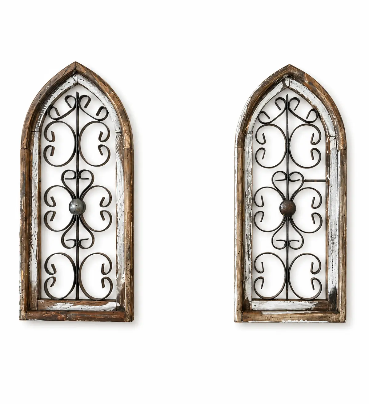 Handmade Metal Window Wall Decor | Rustic Farmhouse Wall Hanging | Set of 2 Decorative Window Frames