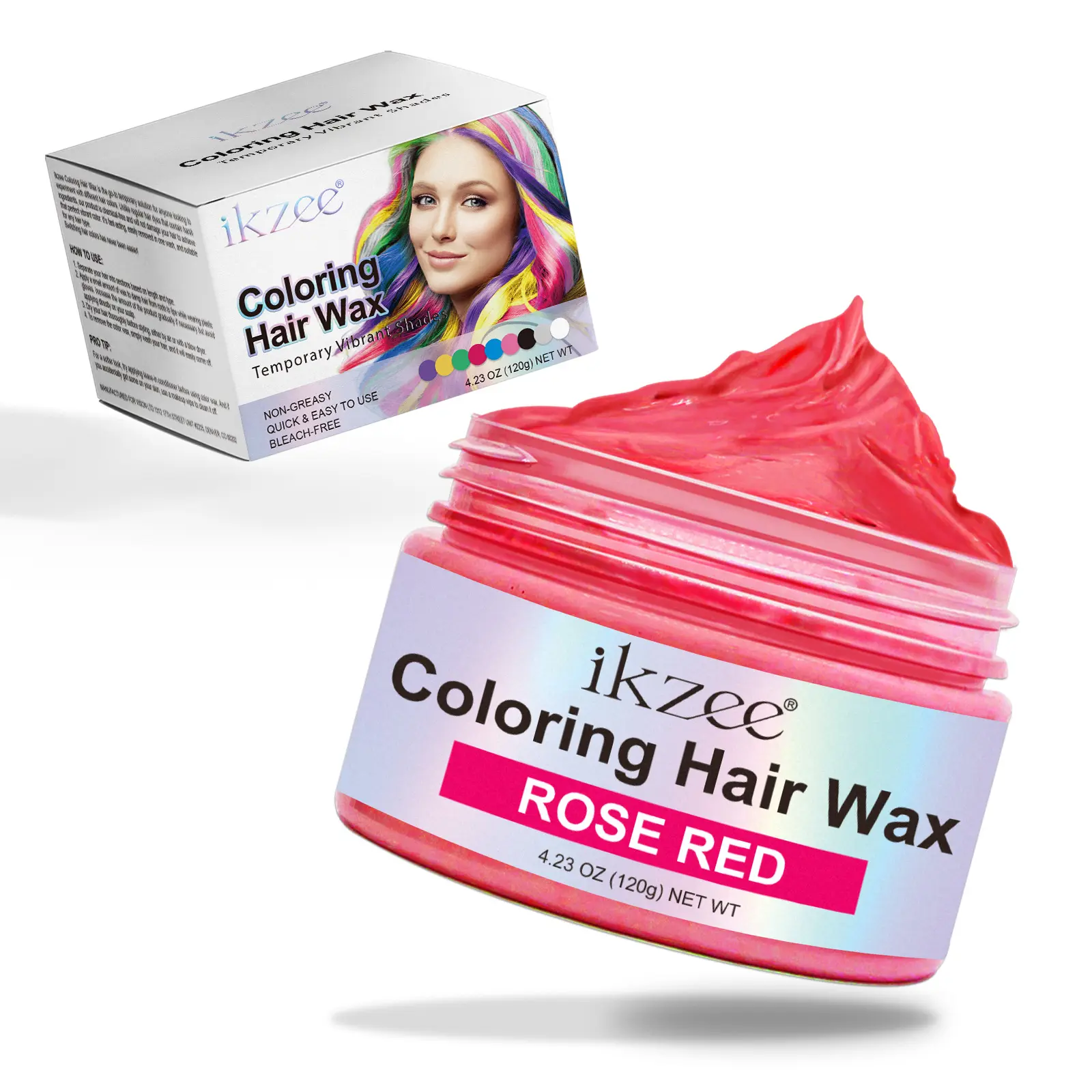 Ikzee Hair Coloring Wax Gel, Temporary Hair Dye for Halloween, 9 Colors Available, Quick Non-Damaging Formula, Suitable for All Hair Types
