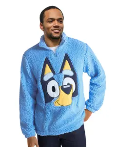 Bluey Sweatshirt Men's Half Zip Up Big Face Costume Fleece Pullover