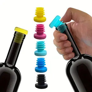 Silicone Bottle Stoppers with Color-Coded Caps - Black, Red, Pink, Green, Blue, Yellow, White, Brown, Clear | Airtight Leakproof Design, Durable And Easy-Clean for Non-Alcoholic Beverages, Liquor, Oil, Vinegar | Kitchen