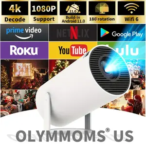1pc Portable Wire Projector, 1080P 4K Movie Projector, Mini Video Projector, 180° Projection Angle Adjustable, Compatible With HDTV, USB, AV, Smartphone, Pad, TV Box, Laptop Audio Lcd,  christmas gifts mini  projector hy300  pro Portable WIFI6