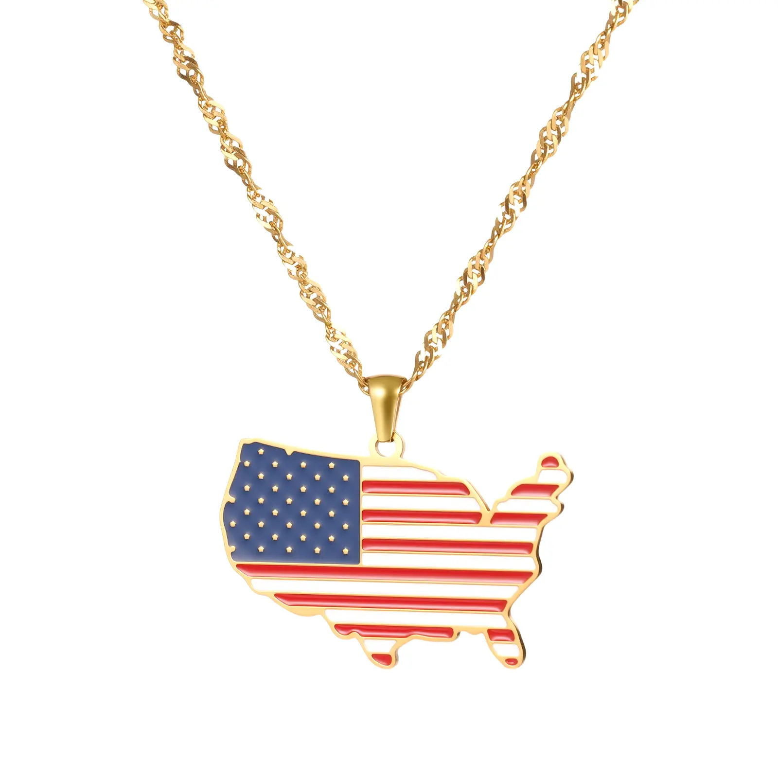 OIDEA Polished Hypoallergenic Stainless Steel Country Map Pendant Necklace - Croatia/Senegal Flag Jewelry, National Pride Gift for Soccer Fans, Men's Costume Accessory