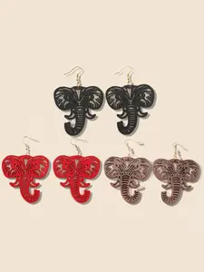 Wooden Elephant Unique Design Earrings, Fashionable Jewelry for Women & Girls, Trendy All-match & Exquisite Jewelry for Birthday Gift
