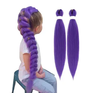Long Purple Braiding Hair Pre Stretched Synthetic Braiding hair Extensions for Braids, Purple Hair Extensions for Stage Party Halloween Costume Cosplay, Synthetic Hair Ponytail