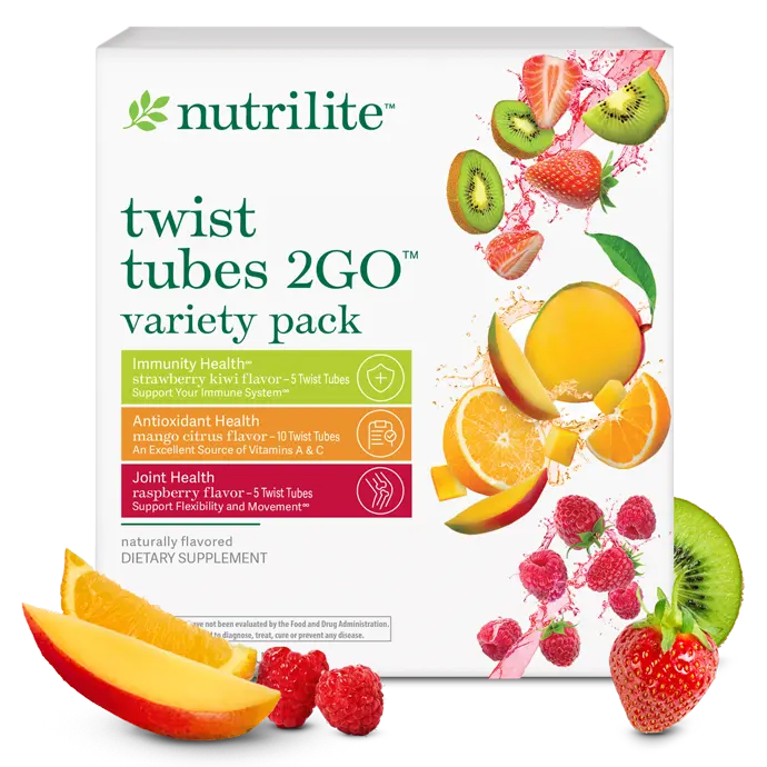 Nutrilite Twist Tubes 2GO Variety Pack | On-the-Go Drink Mix | 20 Tubes